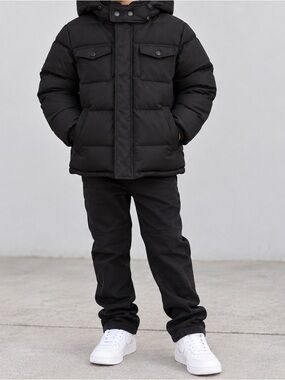 Old Navy Black Hooded Puffer Jacket for Kids
